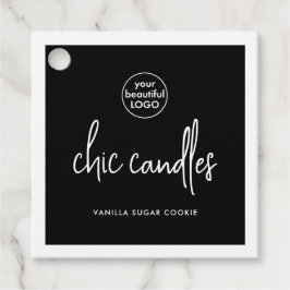 Modern Black Candle Hang Label met Logo