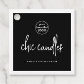 Modern Black Candle Hang Label met Logo (Voorkant)