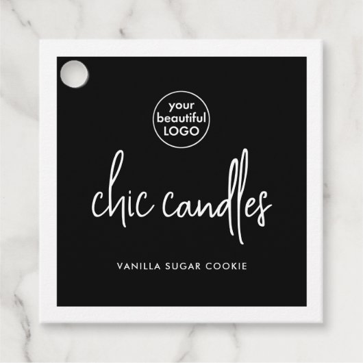 Modern Black Candle Hang Label met Logo (Voorkant)