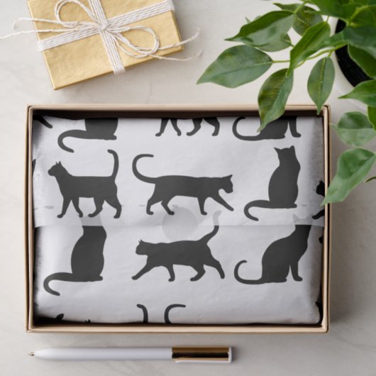 Modern Black Cats Silhouette Pattern Tissuepapier (Geschenk)