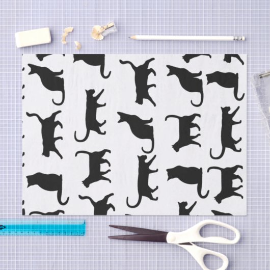 Modern Black Cats Silhouette Pattern Tissuepapier (Craft)
