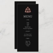 Modern Black Celtic Knot Roos Gold Wedding Menu (Voorkant / Achterkant)
