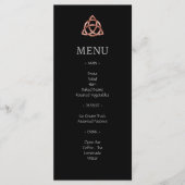 Modern Black Celtic Knot Roos Gold Wedding Menu (Voorkant)