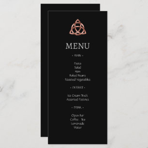 Modern Black Celtic Knot Roos Gold Wedding Menu