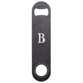 Modern Black Chalkboard Monogram Bottle Open Speed Flessenopener (Voorkant)