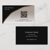 Modern Black Champagne QR Elegant Professional Visitekaartje (Voorkant / Achterkant)