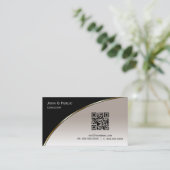 Modern Black Champagne QR Elegant Professional Visitekaartje (Staand voorkant)