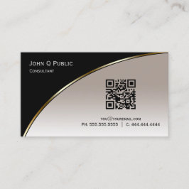 Modern Black Champagne QR Elegant Professional Visitekaartje