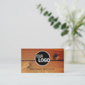 Modern Black Cherry Wood Grain Wooden Boards Logo Visitekaartje (Staand voorkant)