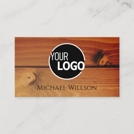 Modern Black Cherry Wood Grain Wooden Boards Logo Visitekaartje (Voorkant)