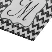 Modern Black Chevron Monogram Glass Cutting Board Snijplank (Hoek)