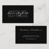 Modern Black Chic Hair Stylist Script Name Stylish Visitekaartje (Voorkant / Achterkant)