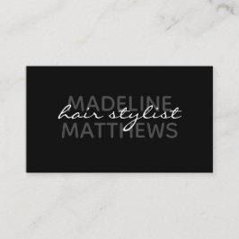 Modern Black Chic Hair Stylist Script Name Stylish Visitekaartje