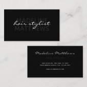 Modern Black Chic Hair Stylist Script Name Stylish Visitekaartje (Voorkant / Achterkant)