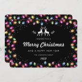 Modern Black Christmas Lights Reindeer Snow Feestdagenkaart (Voorkant / Achterkant)
