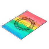 Modern Black Circle Mandala Waterverven achtergron Notitieboek (Linkerzijde)