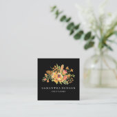 Modern Black Classy Waterverf Floral op maat Vierkante Visitekaartje (Staand voorkant)