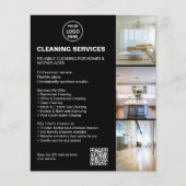 Modern Black Cleaning Services Photo Logo QR Flyer (Voorkant)