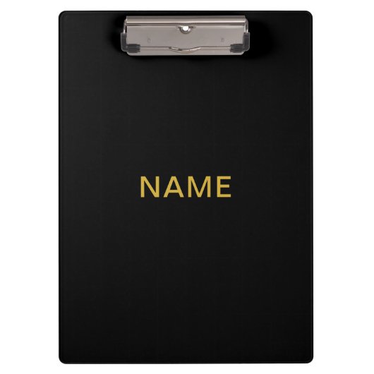 Modern Black Clipboard with Personalized Name Desi Klembord (Voorkant)