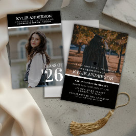 Modern Black College Graduation Senior Photo Kaart