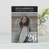 Modern Black College Graduation Senior Photo Kaart (Staand voorkant)