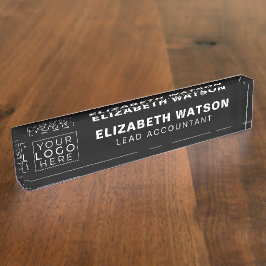 Modern Black Company Logo Name Bord voor bureau Naambordje