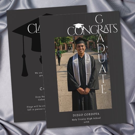 Modern Black Congrats Graduate Photo Announcement