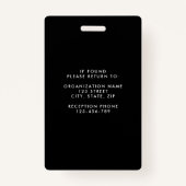 Modern Black Corporate Photo ID Badge (Achterkant)