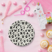 Modern Black & Cream Alphabet Papieren Bordje (Feest)