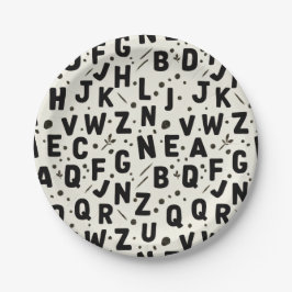 Modern Black & Cream Alphabet Papieren Bordje