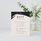 Modern Black Cream Paint Calligraphy Wedding RSVP Kaartje (Staand voorkant)