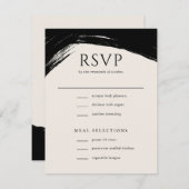 Modern Black Cream Paint Calligraphy Wedding RSVP Kaartje (Voorkant / Achterkant)