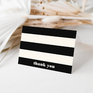 Modern Black & Cream Stripe Hartelijk dank Bedankkaart