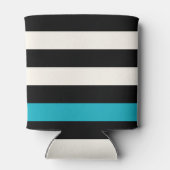 Modern Black, Cream & Turquoise Stripe Blikjeskoeler (Achterkant)