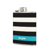 Modern Black, Cream & Turquoise Stripe Heupfles (Links)