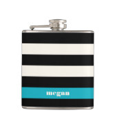 Modern Black, Cream & Turquoise Stripe Heupfles (Voorkant)