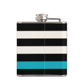 Modern Black, Cream & Turquoise Stripe Heupfles (Achterkant)