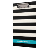 Modern Black, Cream & Turquoise Stripe Klembord (Links)