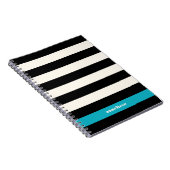 Modern Black, Cream & Turquoise Stripe Notitieboek (Rechterzijde)