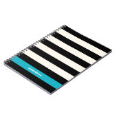 Modern Black, Cream & Turquoise Stripe Notitieboek (Linkerzijde)