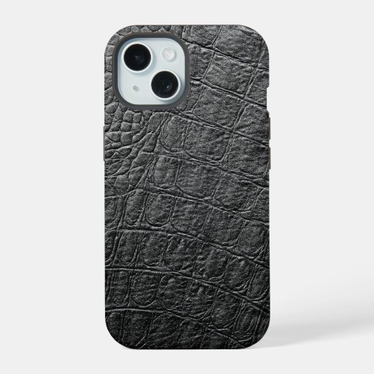 Modern Black Crocodile iPhone 15 Case (Achterkant)
