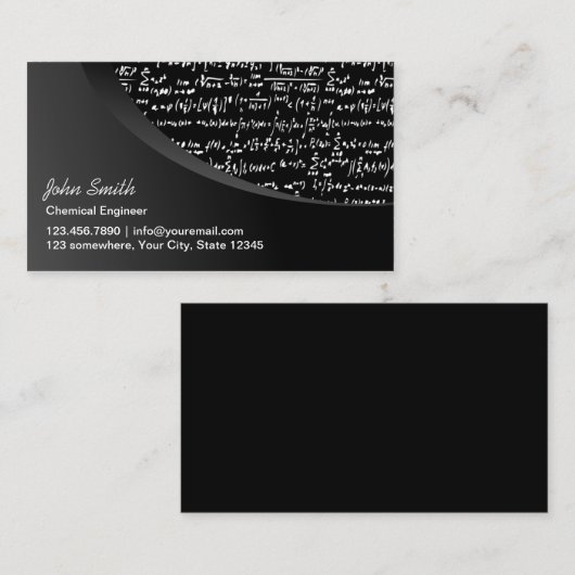Modern Black Curve Chemical Engineer Visitekaartje (Voorkant / Achterkant)