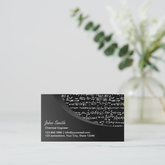 Modern Black Curve Chemical Engineer Visitekaartje (Staand voorkant)