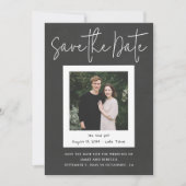 Modern Black Custom Engagement Photo Save the Date Kaart (Voorkant)