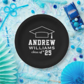Modern Black Custom Graduation Party Papieren Bordje (Feest)