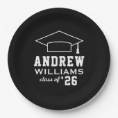 Modern Black Custom Graduation Party Papieren Bordje (Voorkant)