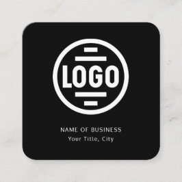 Modern Black Custom Logo and QR Code Square Busine Vierkante Visitekaartje