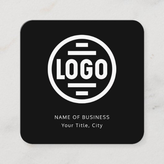 Modern Black Custom Logo and QR Code Square Busine Vierkante Visitekaartje (Voorkant)