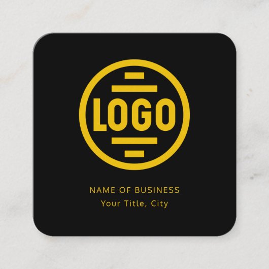Modern Black Custom Logo and QR Code Square Busine Vierkante Visitekaartje (Voorkant)