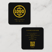 Modern Black Custom Logo and QR Code Square Busine Vierkante Visitekaartje (Voorkant / Achterkant)